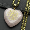 Pink Love Heart Crystal Hebrew Star of David Pendant Necklace