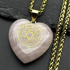 Pink Love Heart Crystal Hebrew Star of David Pendant Necklace