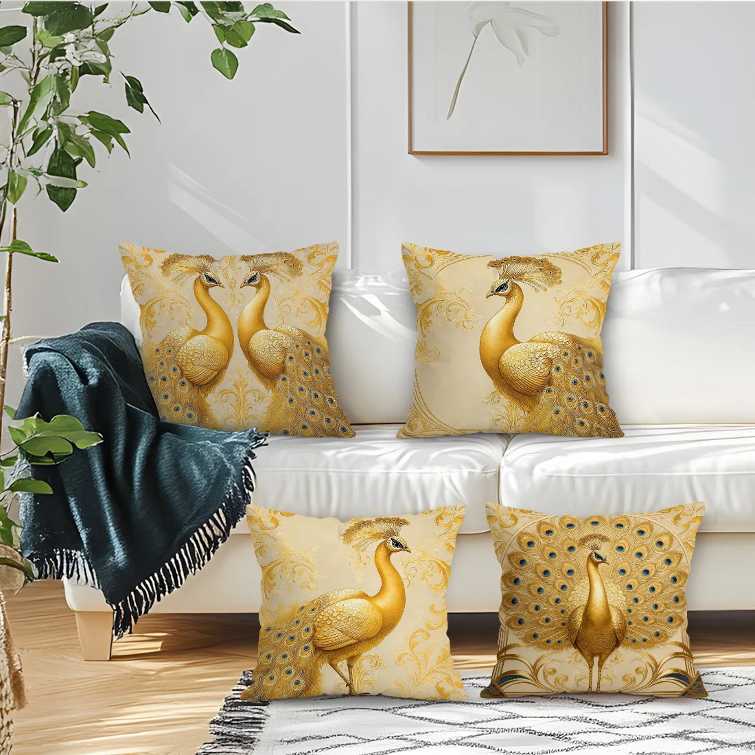 Golden Peacock Pillowcase