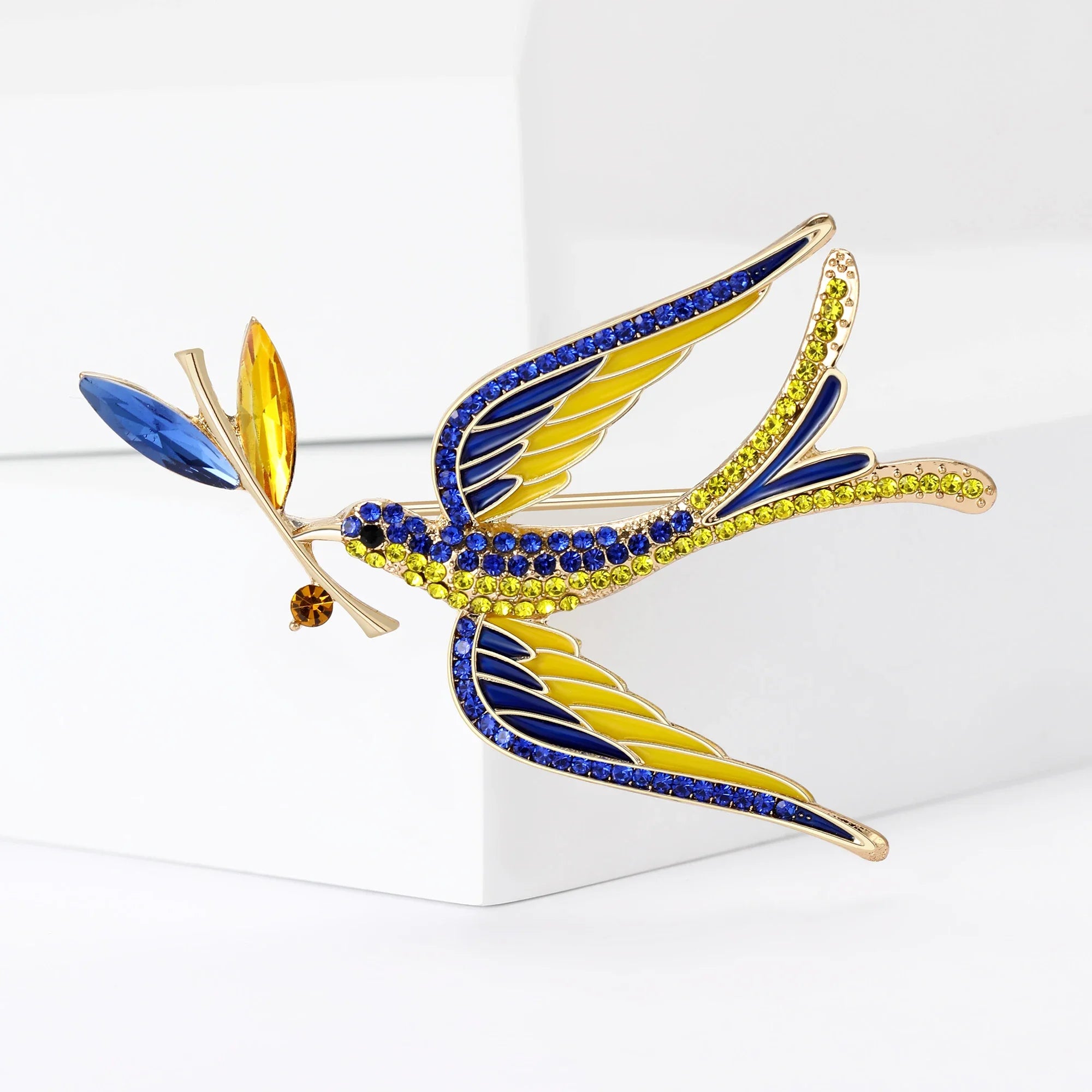 Enamel Peace Dove Ukraine Angel Bird Pin