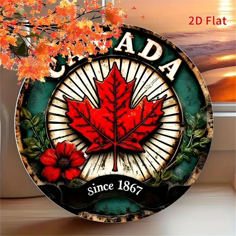 Vintage Maple Leaf Metal Tin Sign Canada