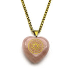 Pink Love Heart Crystal Hebrew Star of David Pendant Necklace