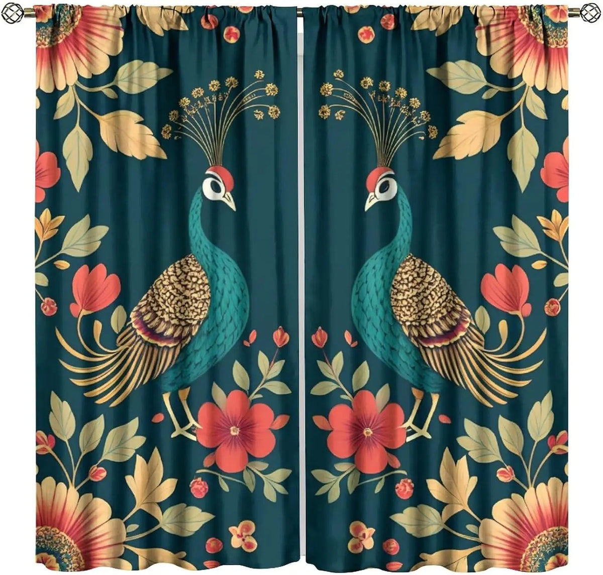 Peacock Curtains Set