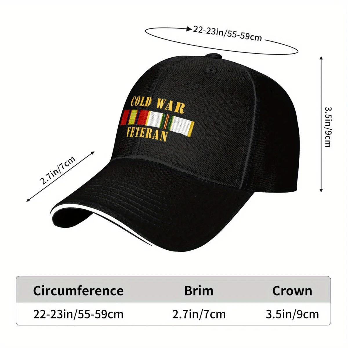 Cold War Veteran Military Ribbon Embroidered Baseball Cap