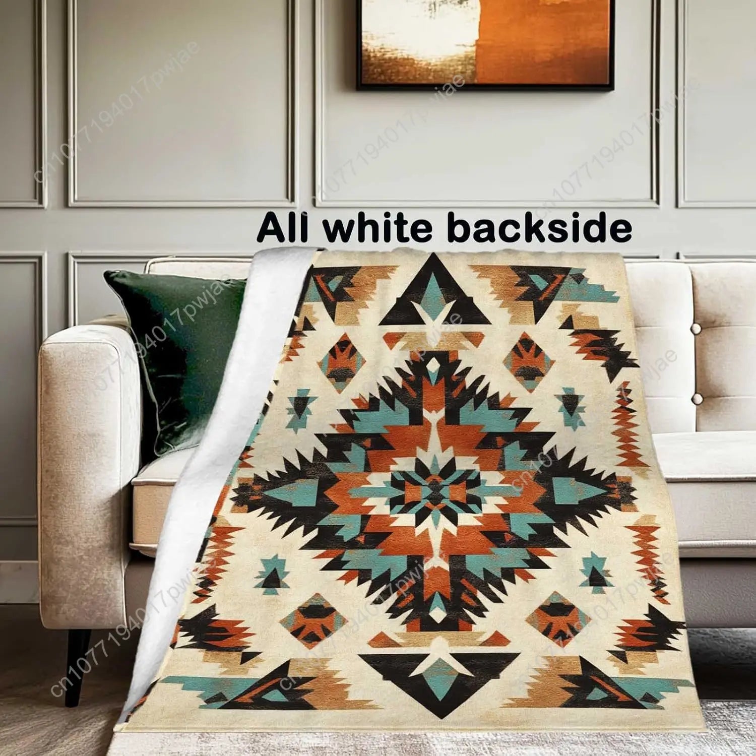Native American Blanket with Geometric Tribal Patterns