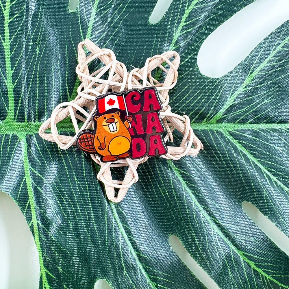 Canadian Beaver Canada Day Maple Leaf Flag Enamel Pin Cute Animal Lapel Brooch Badge Backpack Hat Clothing Accessories Jewelry