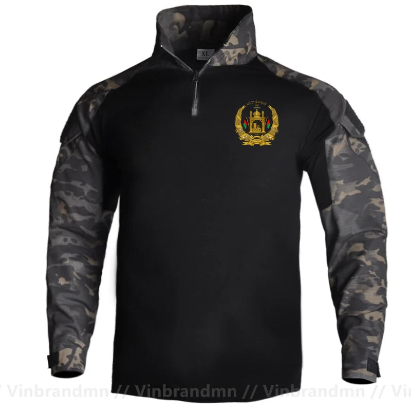 Afghan Flag Design Men's Long Sleeve Combat Uniform