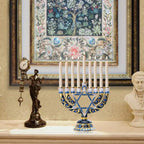 Blue Candlesticks for Hanukkah Menorah Candle Holder