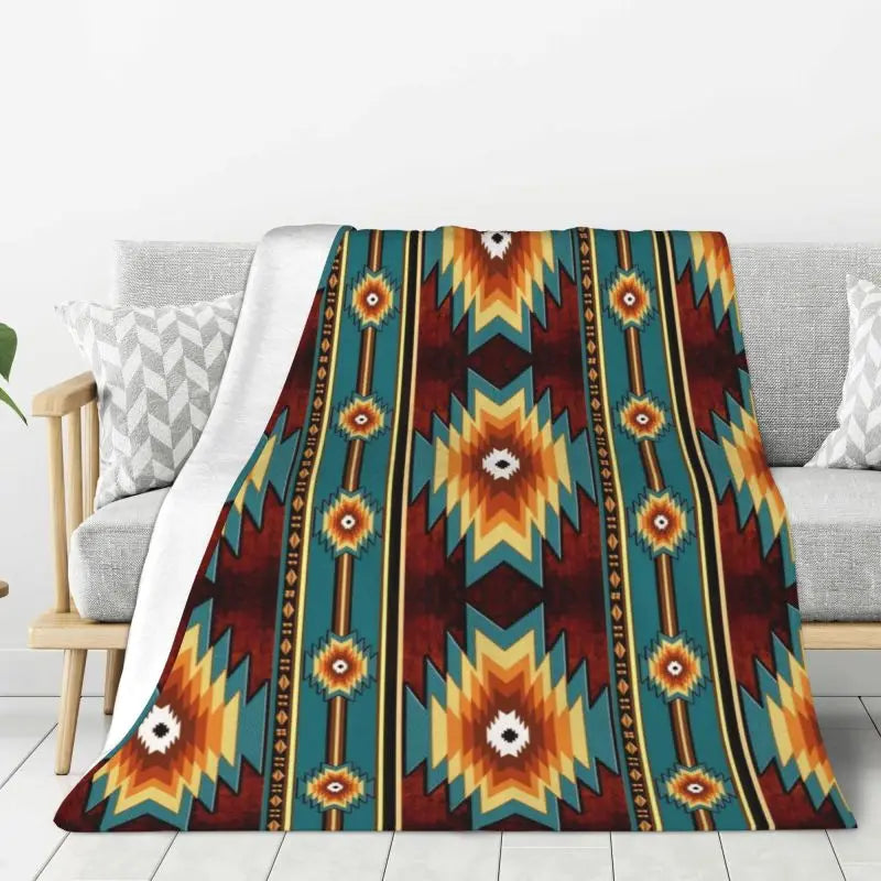 Native American Navajo Boho Aztec Pattern Blanket