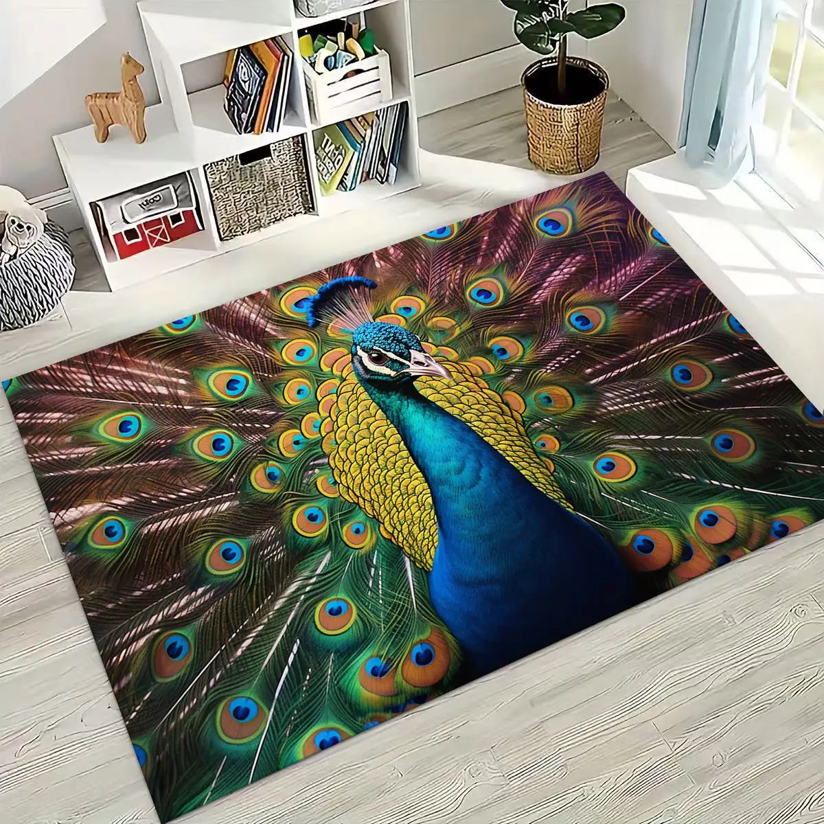 Colorful Peacock Birds Rug