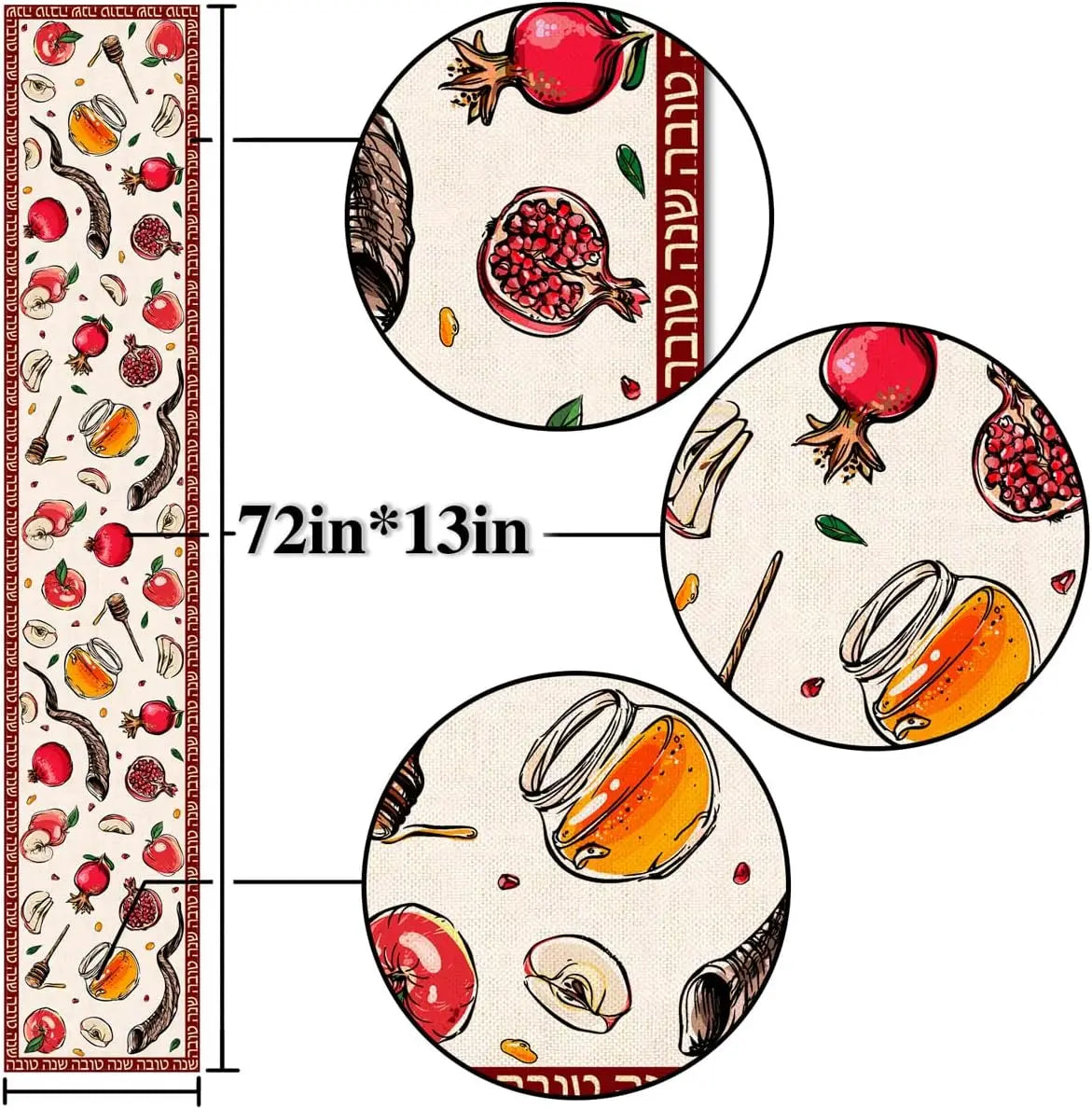 Jewish Holiday Party Decor Reusable Rosh Hashanah Kitchen Dining Table