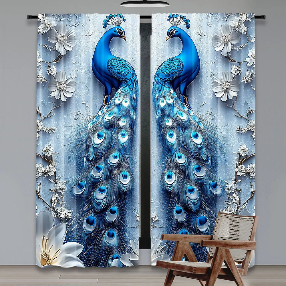Gothic Blue Peacock Curtain