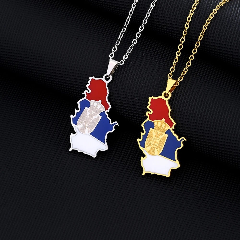 Serbia Map Necklace