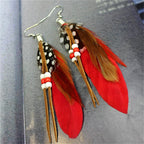Tassel Dangling Earrings Leather Beads