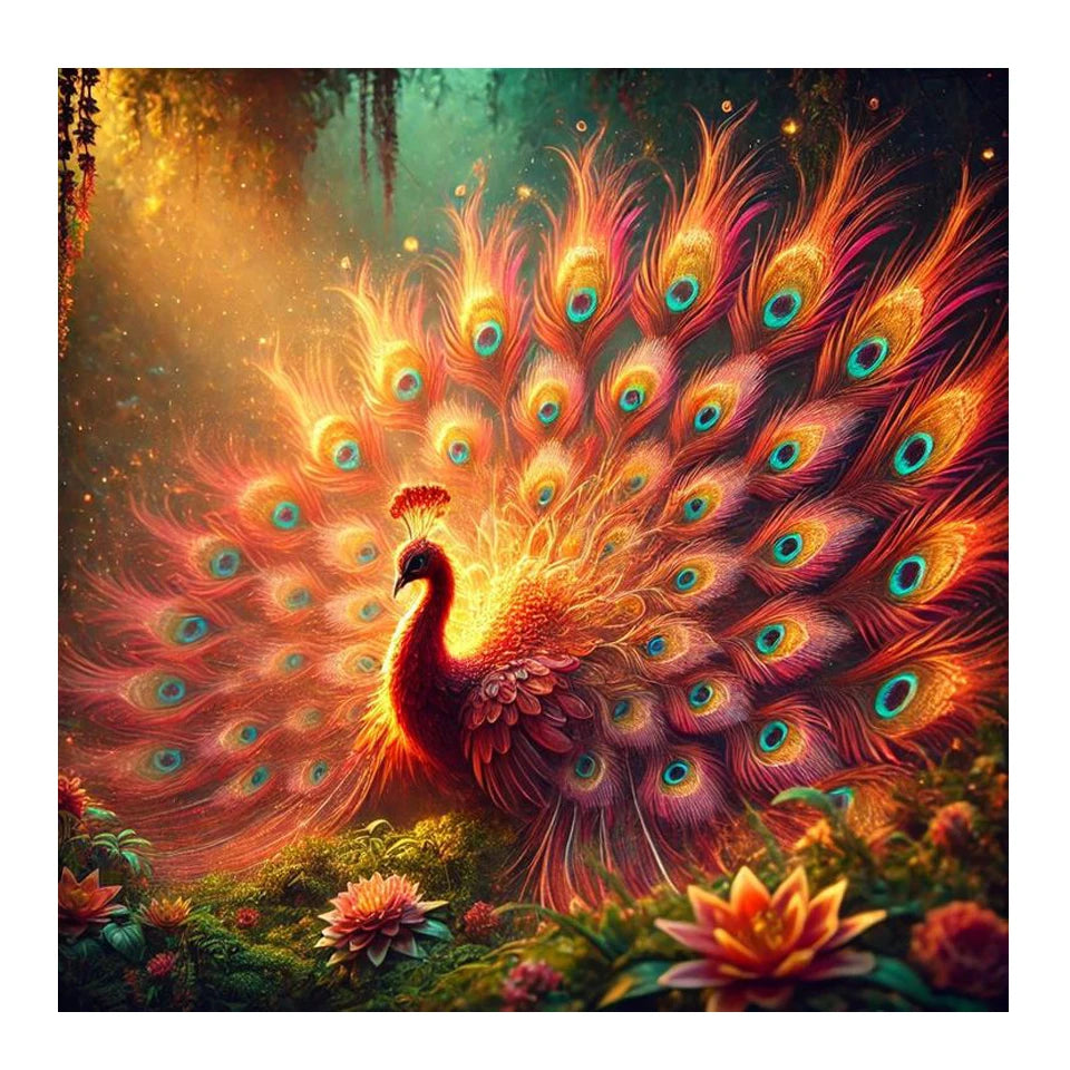 Golden Peacock Diamond Art
