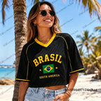 Brazil Flag Print Crop Top