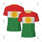 Kurdish Flag Print T-shirt For Men Football Sport