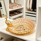 Golden Peacock Decorative Tray