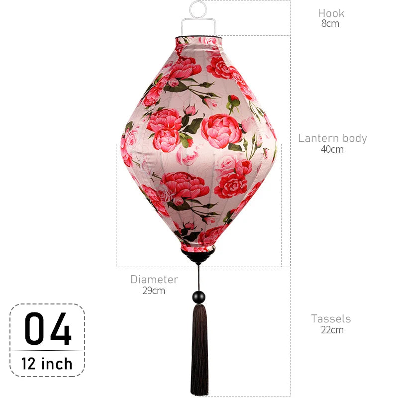 Chinese Floral Pattern Silk Lantern