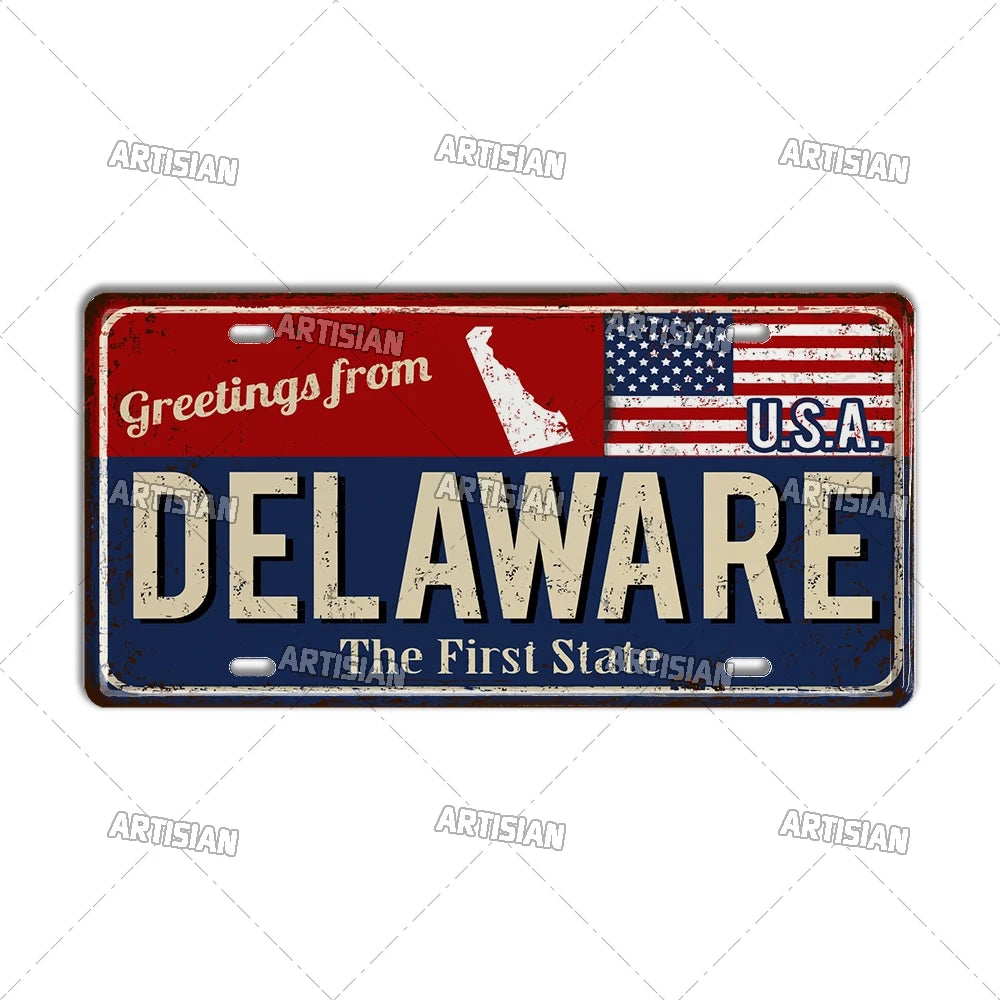 Greeting from USA States Landmark License Plate