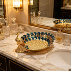 Golden Peacock Decorative Tray