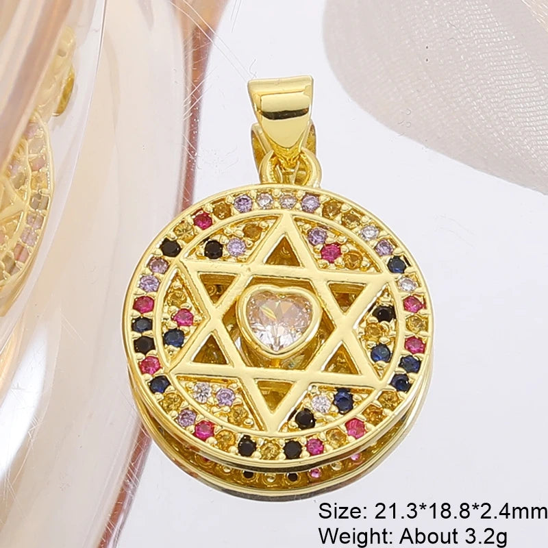 Gold Plated Handmade Colorful Star Of David Charms