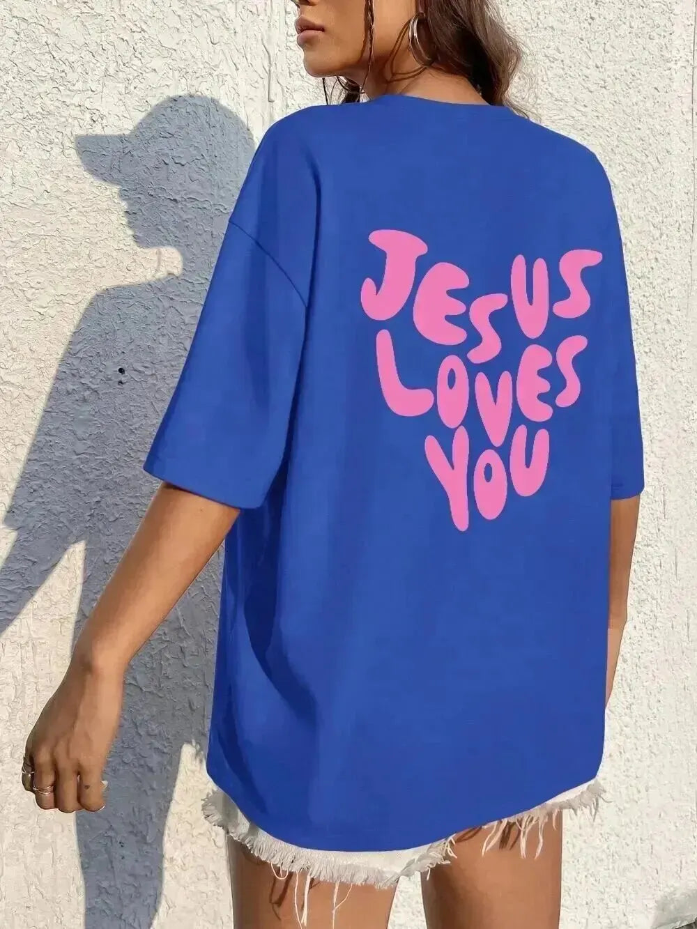 Jesus Loves Me Letter Female Cotton T-Shirts