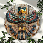 Native American Totem Pole Round Aluminum Wall Art
