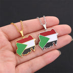 Republic of South Sudan Map Flag Pendant Necklaces