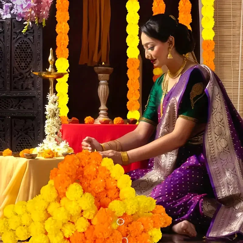 Artificial Carnation Marigold Flower for Diwali, Halloween, and Day of The Dead Party