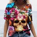 Skulls T-shirt Women's Short Sleeve, Day of the Dead