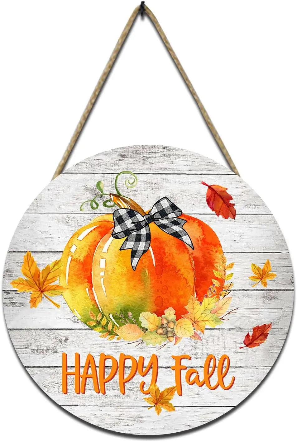 Hello Autumn Maple Leaf Pumpkin Sign