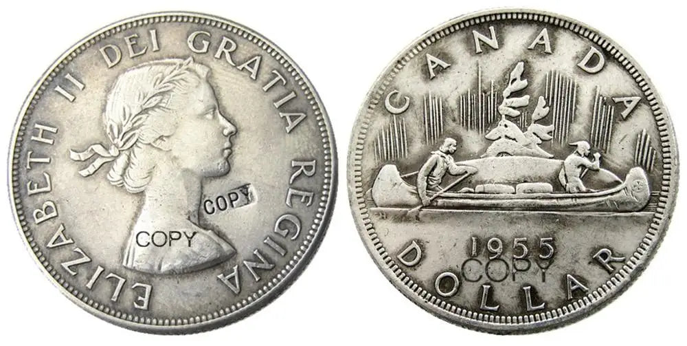 Canada 1 Dollar A Set Of (1953-1966)12pcs ELIZABETH II DEI GRATIA REGINA (1st portrait) Canadian Dollar Silver Plated Copy Coins