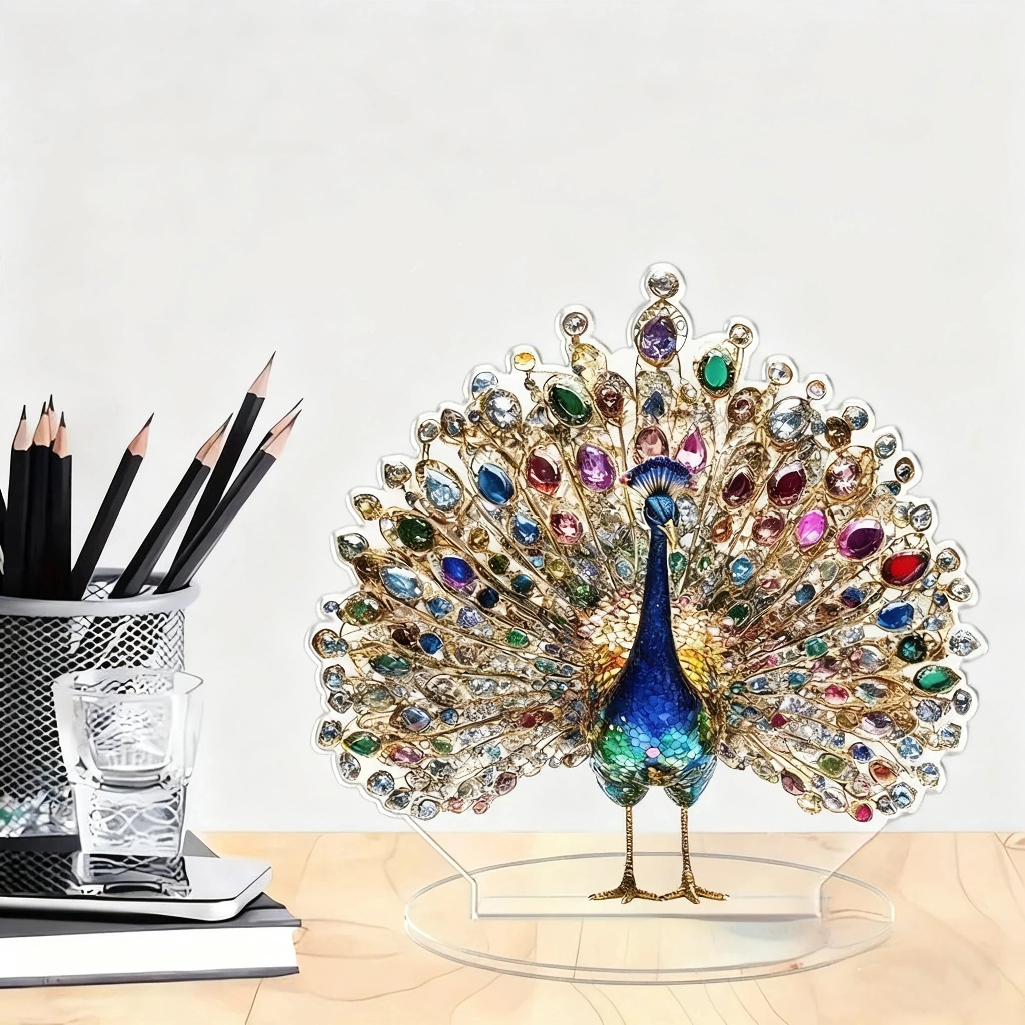 Gorgeous Crystal Peacock Figurine