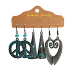 Vintage Bronze Irregular Geometric Triangle Arrow Tassel Dangle Earrings