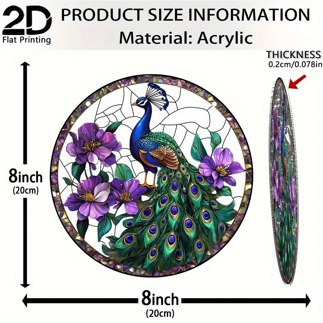 2D Flat, 1pc Vibrant Peacock Suncatcher