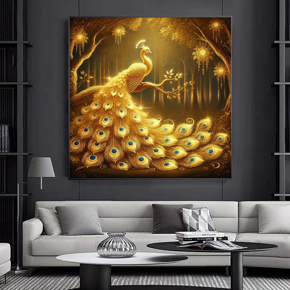 Golden Peacock Diamond Art
