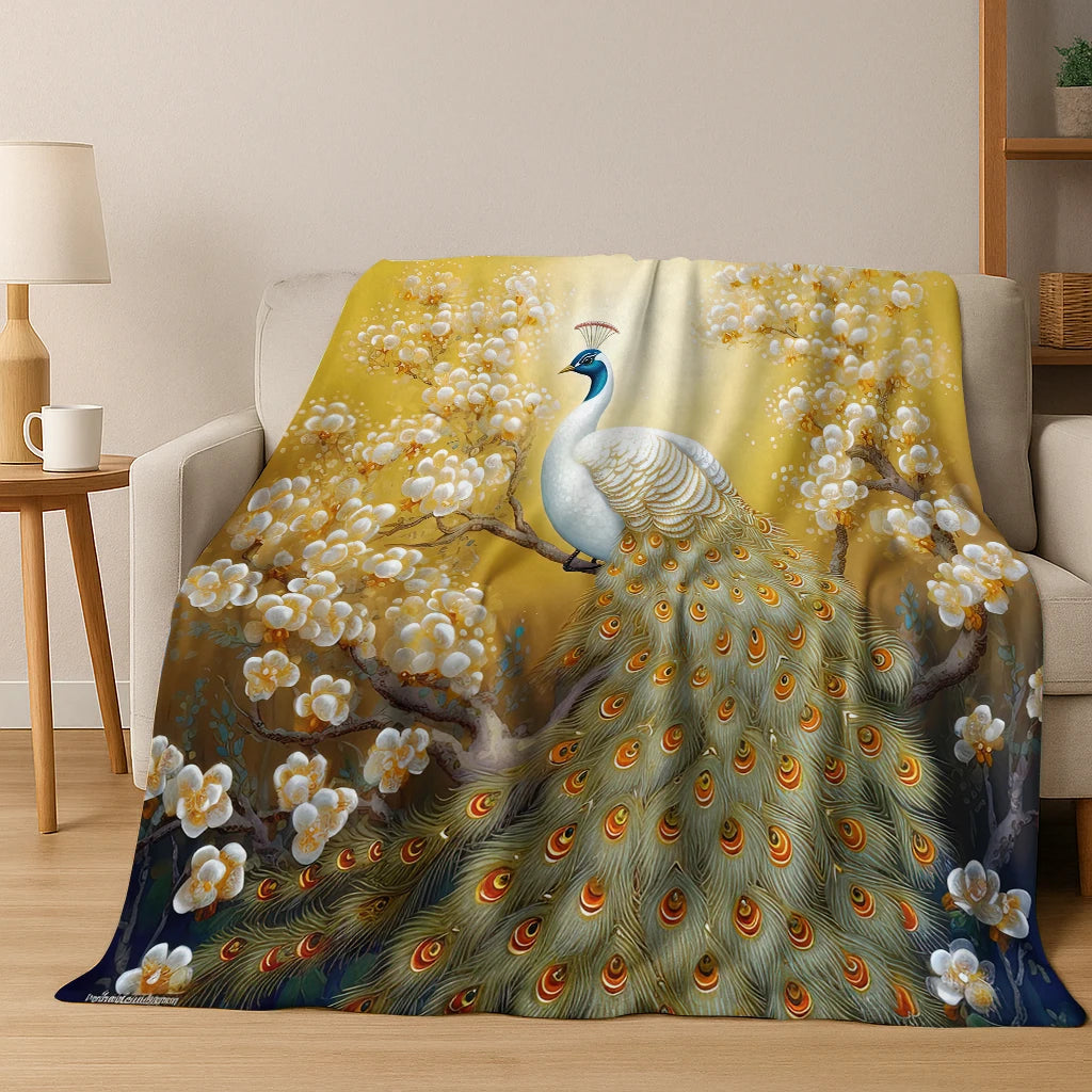 Exquisite Peacock Bird Animal Flannel Blanket Soft Warm