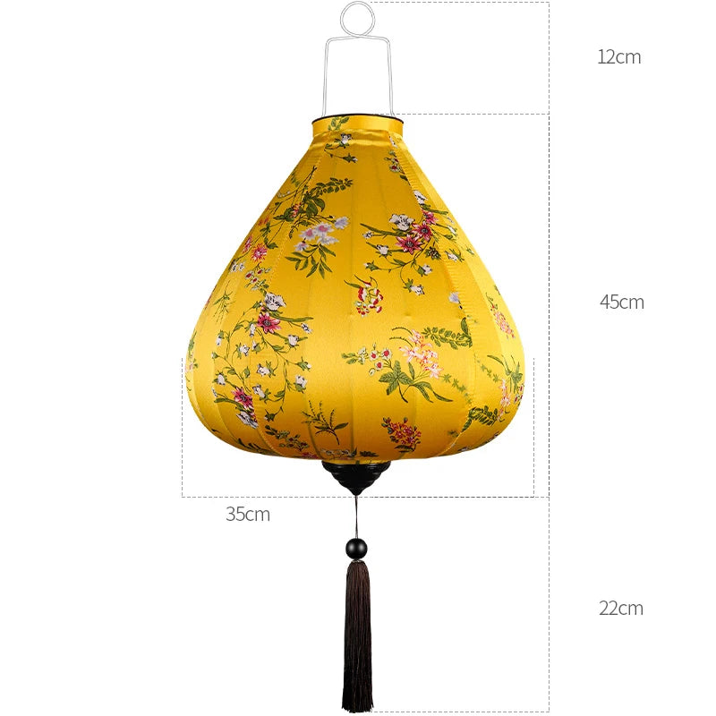 Chinese Silk Ancient Style Floral Hanging Lantern