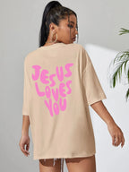 Jesus Loves Me Letter Female Cotton T-Shirts