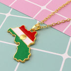 Colorful Kurdistan Map and Flag Pendant Necklace