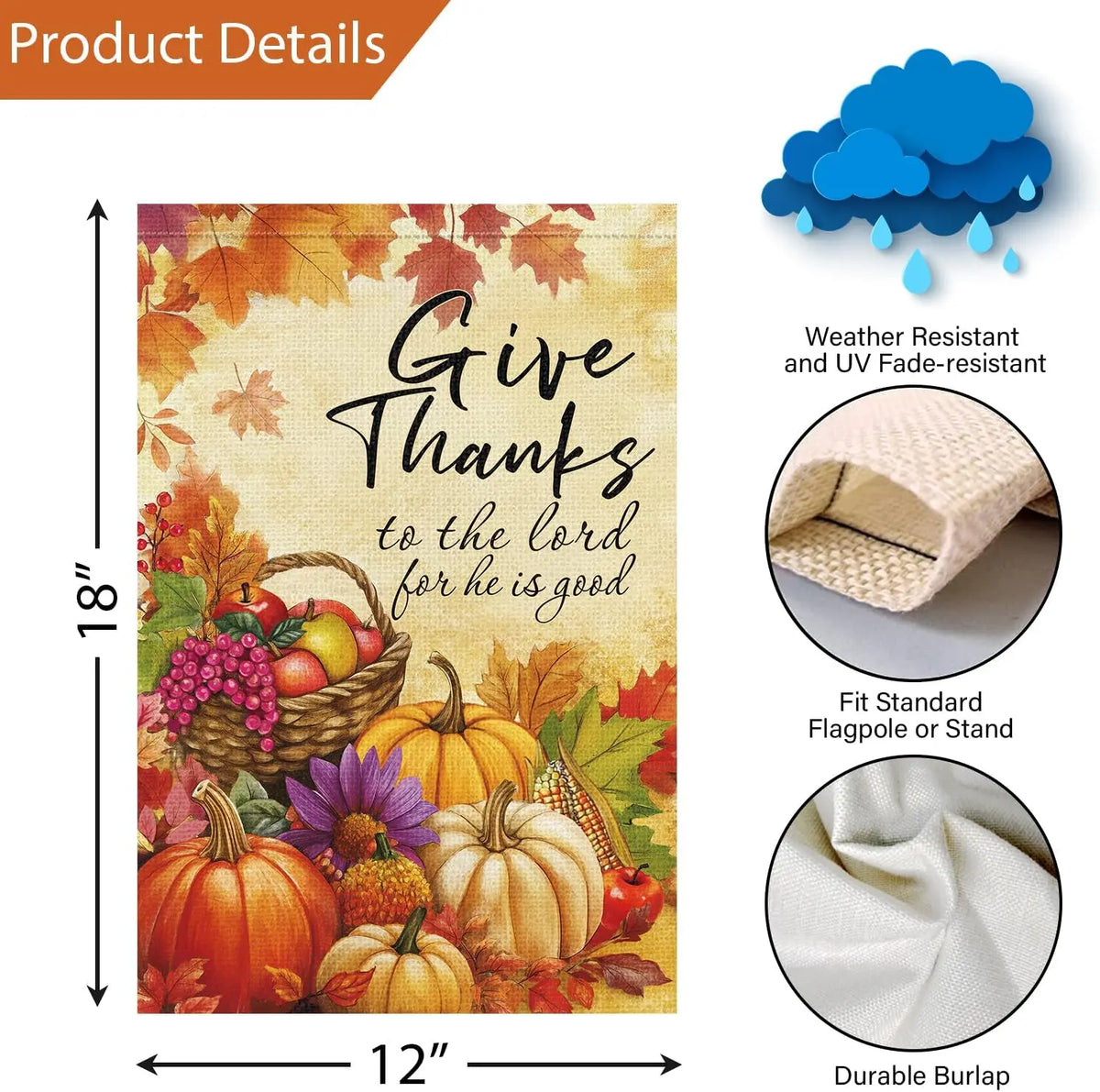 Louise Maelys Fall Thanksgiving Garden Flag