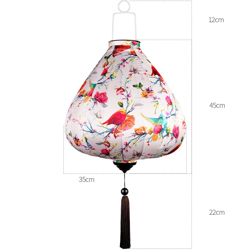 Chinese Silk Ancient Style Floral Hanging Lantern