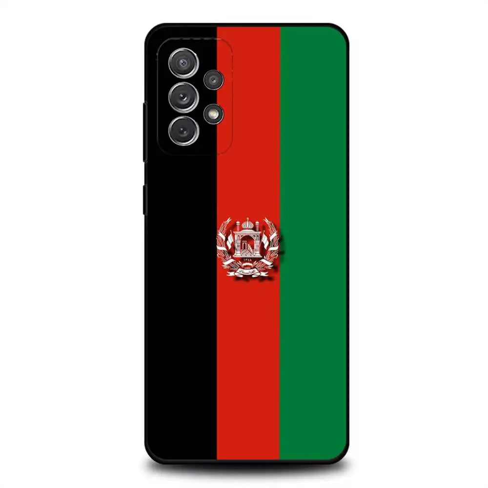 جراب هاتف علم أفغانستان لأجهزة سامسونج S25,S24,S21,S22,S23,S30,Ultra,S20,Plus,Fe,Lite,Note,10,9,5G غطاء أسود