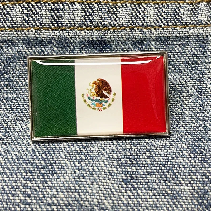 Green White Red Eagle Mexico Flag Badge Brooch Jewelry