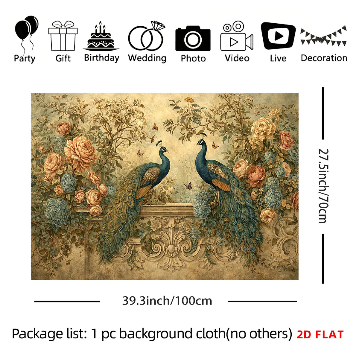 Peacock Roses Tapestry