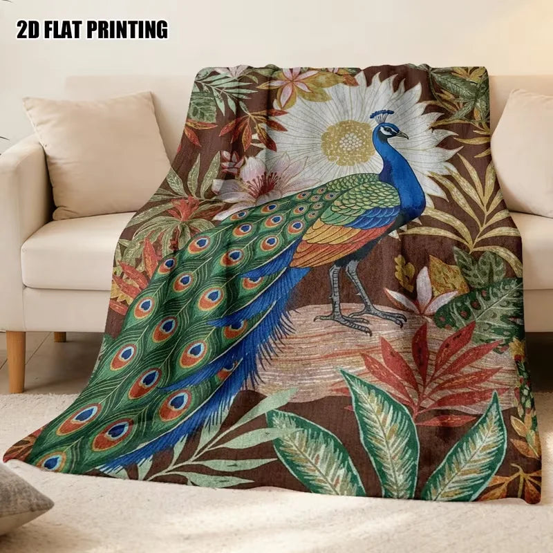 Peacock Watercolor Throw