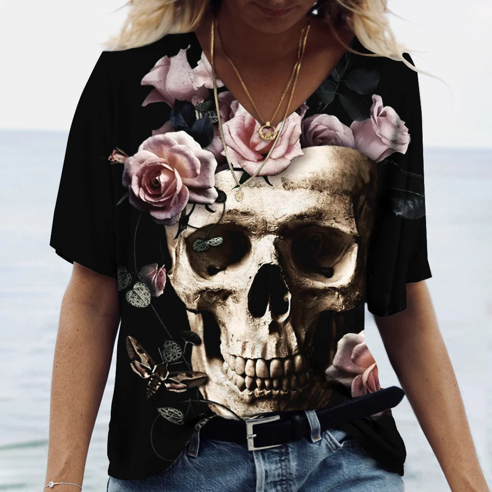 Skulls T-shirt Women's Short Sleeve, Day of the Dead