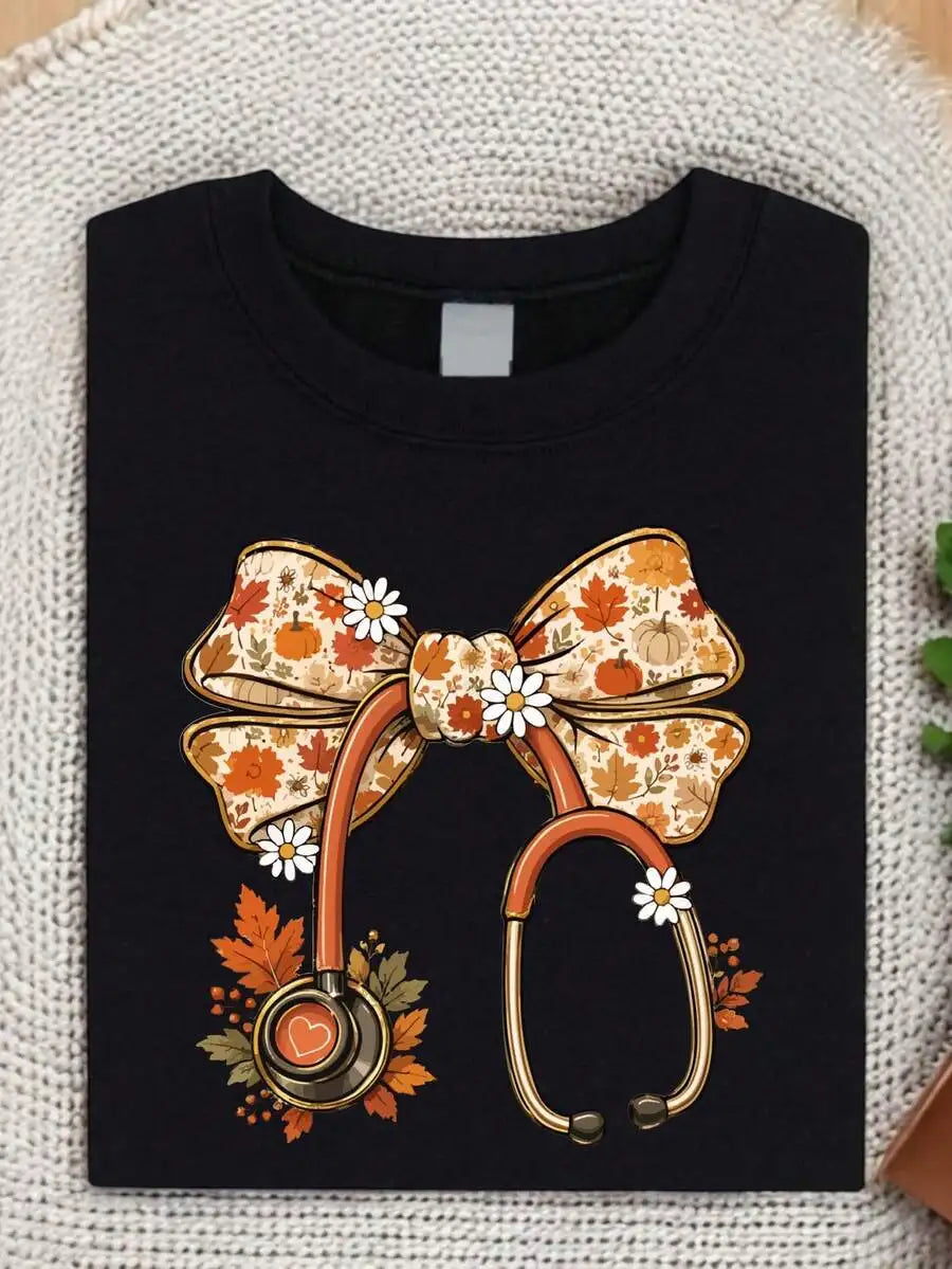 Thanksgiving Nurse Coquette Bow Sweatshirt