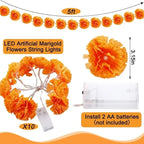 5 Ft LED Orange Marigold Lights for Day of The Dead, Halloween, and Diwali